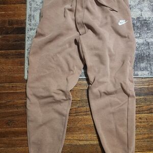 Nike Brown/Tan Women's Jogger Pants with White Swoosh